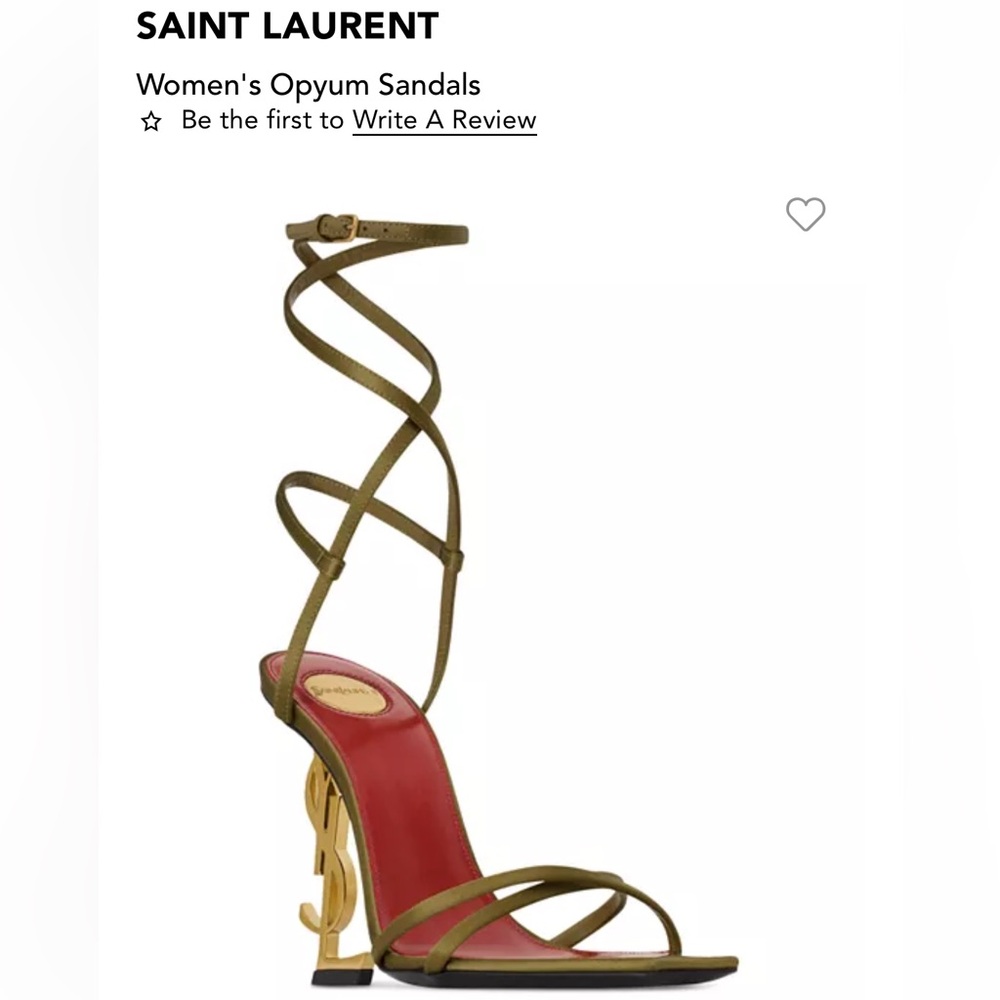 Saint Laurent Green Heels with Gold Accent